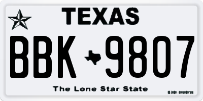 TX license plate BBK9807