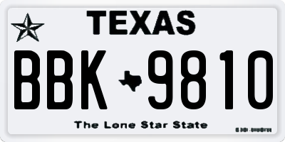 TX license plate BBK9810
