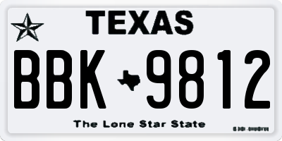 TX license plate BBK9812
