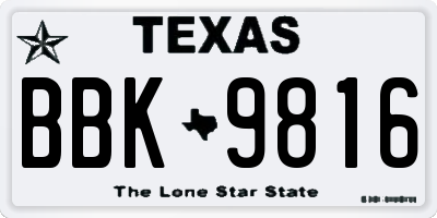 TX license plate BBK9816