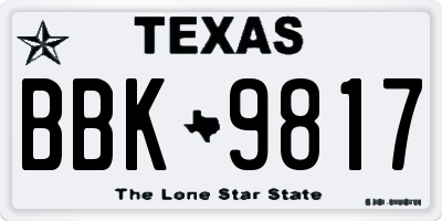 TX license plate BBK9817