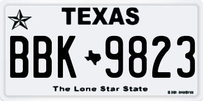 TX license plate BBK9823