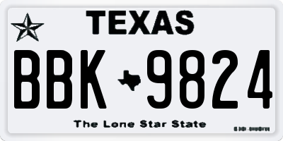TX license plate BBK9824
