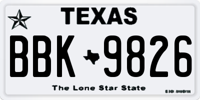 TX license plate BBK9826