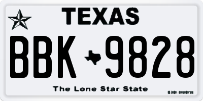 TX license plate BBK9828
