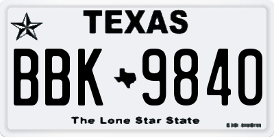 TX license plate BBK9840
