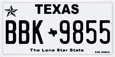TX license plate BBK9855