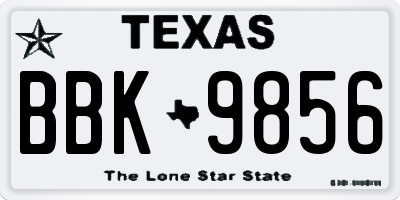 TX license plate BBK9856