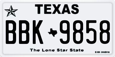 TX license plate BBK9858