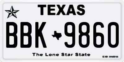 TX license plate BBK9860