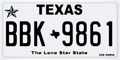 TX license plate BBK9861