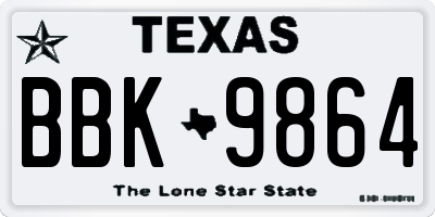 TX license plate BBK9864
