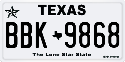 TX license plate BBK9868