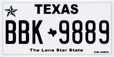 TX license plate BBK9889