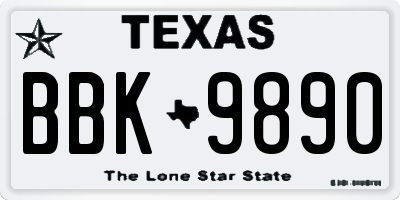 TX license plate BBK9890