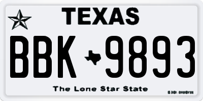 TX license plate BBK9893