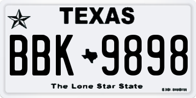 TX license plate BBK9898