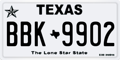 TX license plate BBK9902