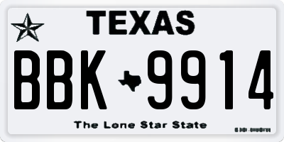 TX license plate BBK9914