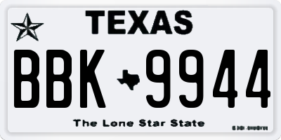 TX license plate BBK9944