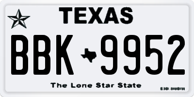 TX license plate BBK9952