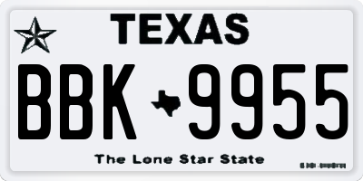 TX license plate BBK9955