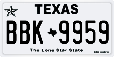 TX license plate BBK9959