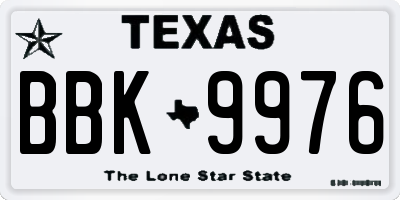 TX license plate BBK9976