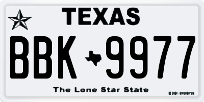 TX license plate BBK9977