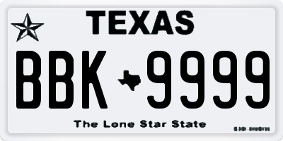 TX license plate BBK9999