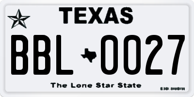 TX license plate BBL0027