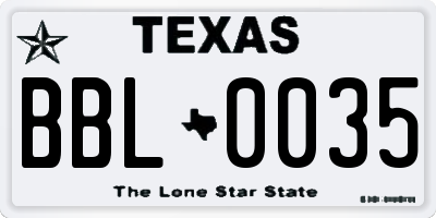 TX license plate BBL0035