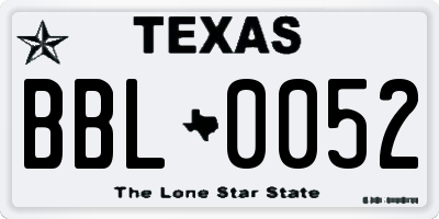 TX license plate BBL0052