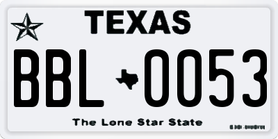 TX license plate BBL0053
