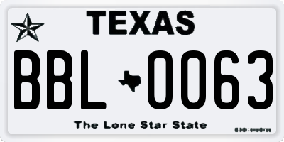 TX license plate BBL0063