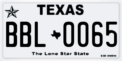 TX license plate BBL0065