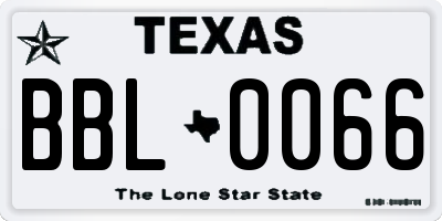TX license plate BBL0066