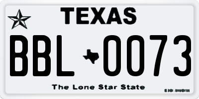 TX license plate BBL0073