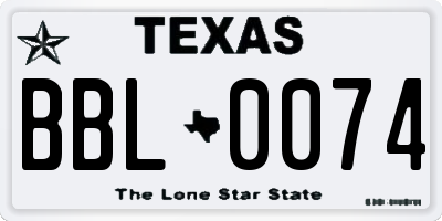 TX license plate BBL0074