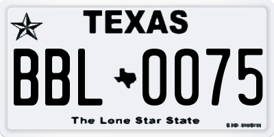 TX license plate BBL0075