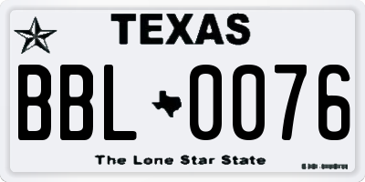 TX license plate BBL0076