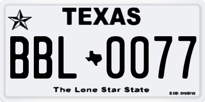 TX license plate BBL0077