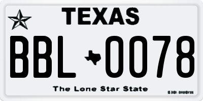TX license plate BBL0078