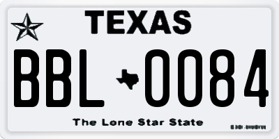 TX license plate BBL0084