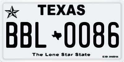 TX license plate BBL0086