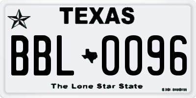 TX license plate BBL0096
