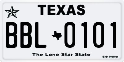 TX license plate BBL0101