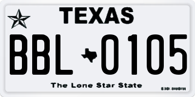 TX license plate BBL0105