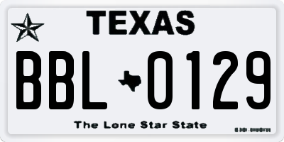 TX license plate BBL0129