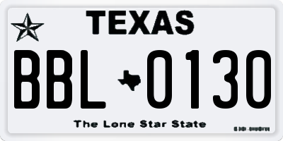 TX license plate BBL0130